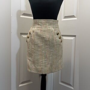 Anthropologie Tweed Mini Skirt with Gold Buttons 🤍EXCELLENT CONDITION🤍